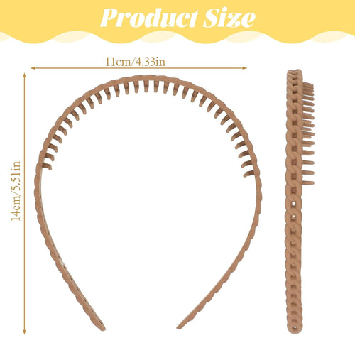4 Pcs Toothed Plastic Headbands for Women. Non Slip Comfortable | Gripping Teeth Design Prevent Slipping Off. Flexible Comb Hair Bands for Daily Commute Home Hairstyle Fixing