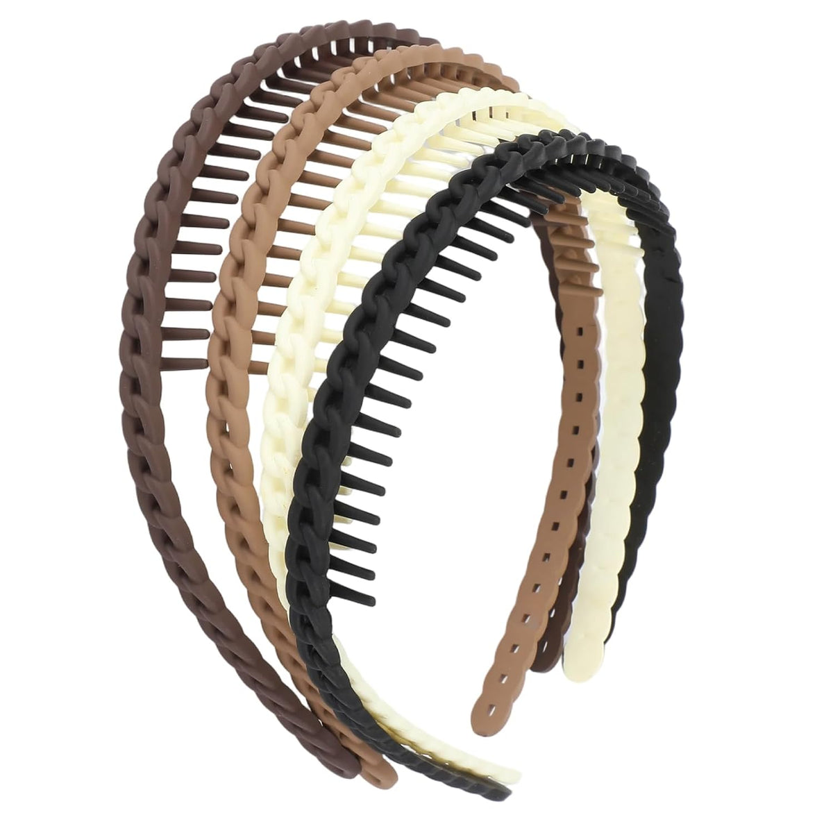 4 Pcs Toothed Plastic Headbands for Women. Non Slip Comfortable