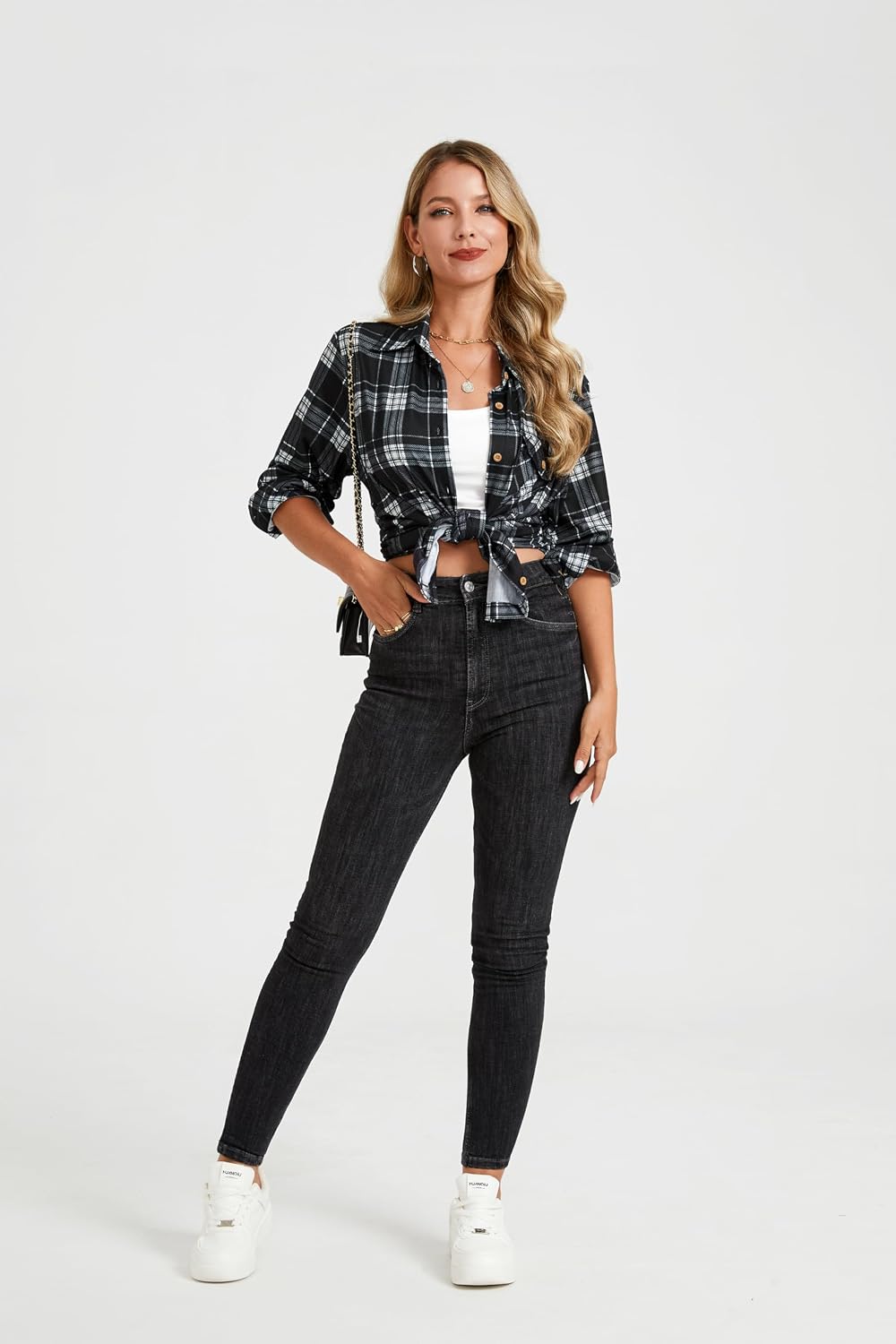 Womens Plaid Shirts Long Sleeve Collared Button Down Shirts Soft Fall Blouses Tops.