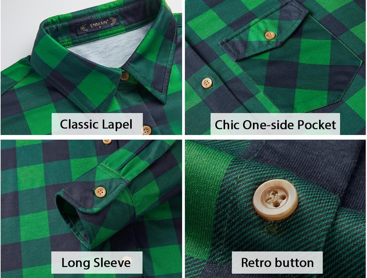 Womens Plaid Shirts Long Sleeve Collared Button Down Shirts Soft Fall Blouses Tops.