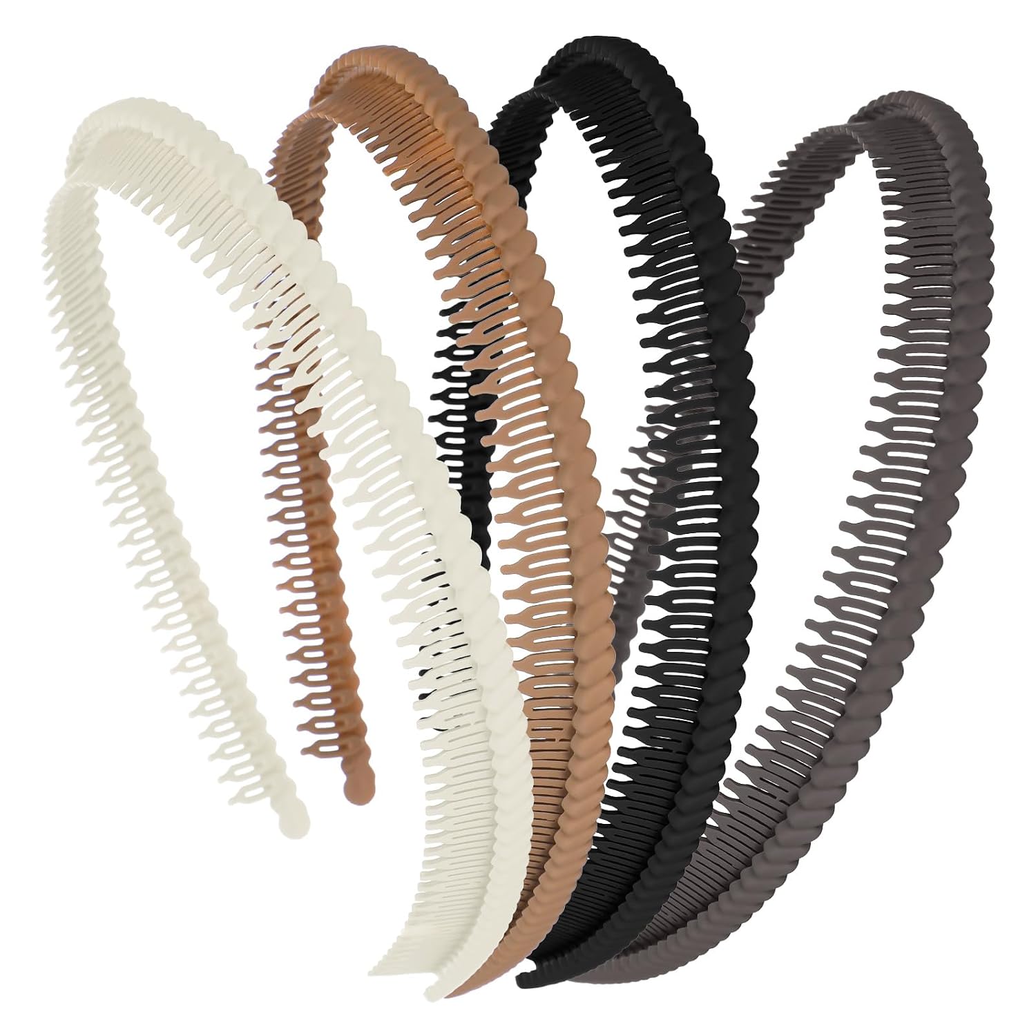 4 Pcs Toothed Plastic Headbands for Women. Non Slip Comfortable | Gripping Teeth Design Prevent Slipping Off. Flexible Comb Hair Bands for Daily Commute Home Hairstyle Fixing