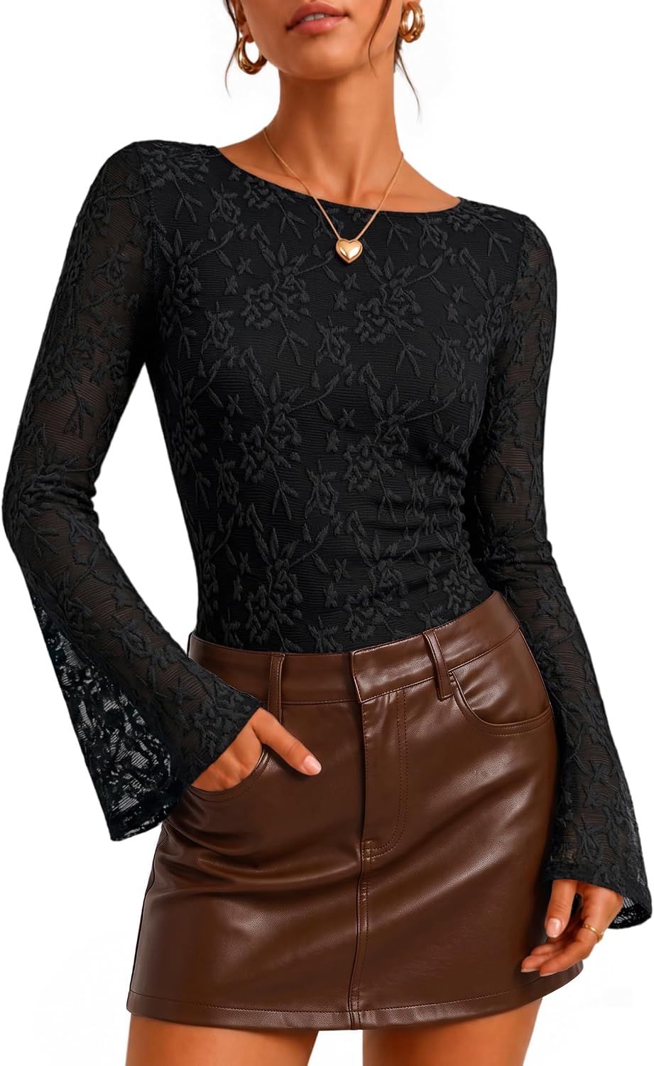 Bell Sleeve. Slim Fit. Ruched Waist Blouses. Business Casual. Date Night.