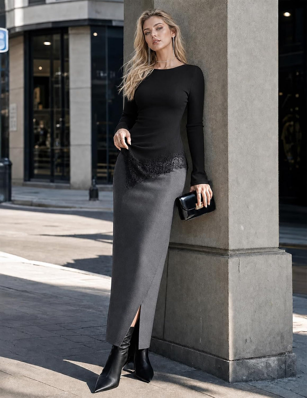 Fitted T-Shirt. Ruched Accent. Side Slit Clothes. Stretchy Knit Fabric. Work Blouses.
