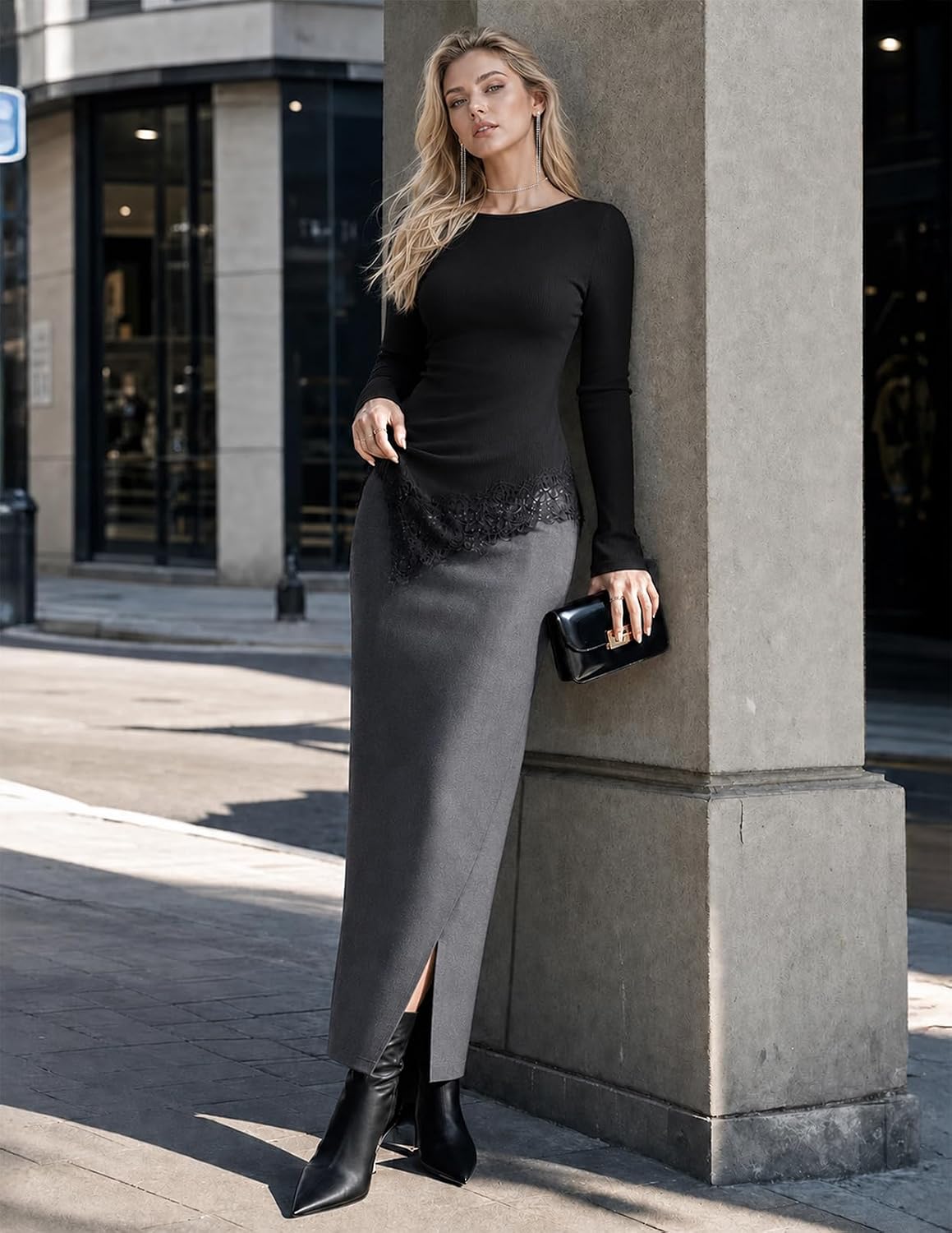 Fitted T-Shirt. Ruched Accent. Side Slit Clothes. Stretchy Knit Fabric. Work Blouses.