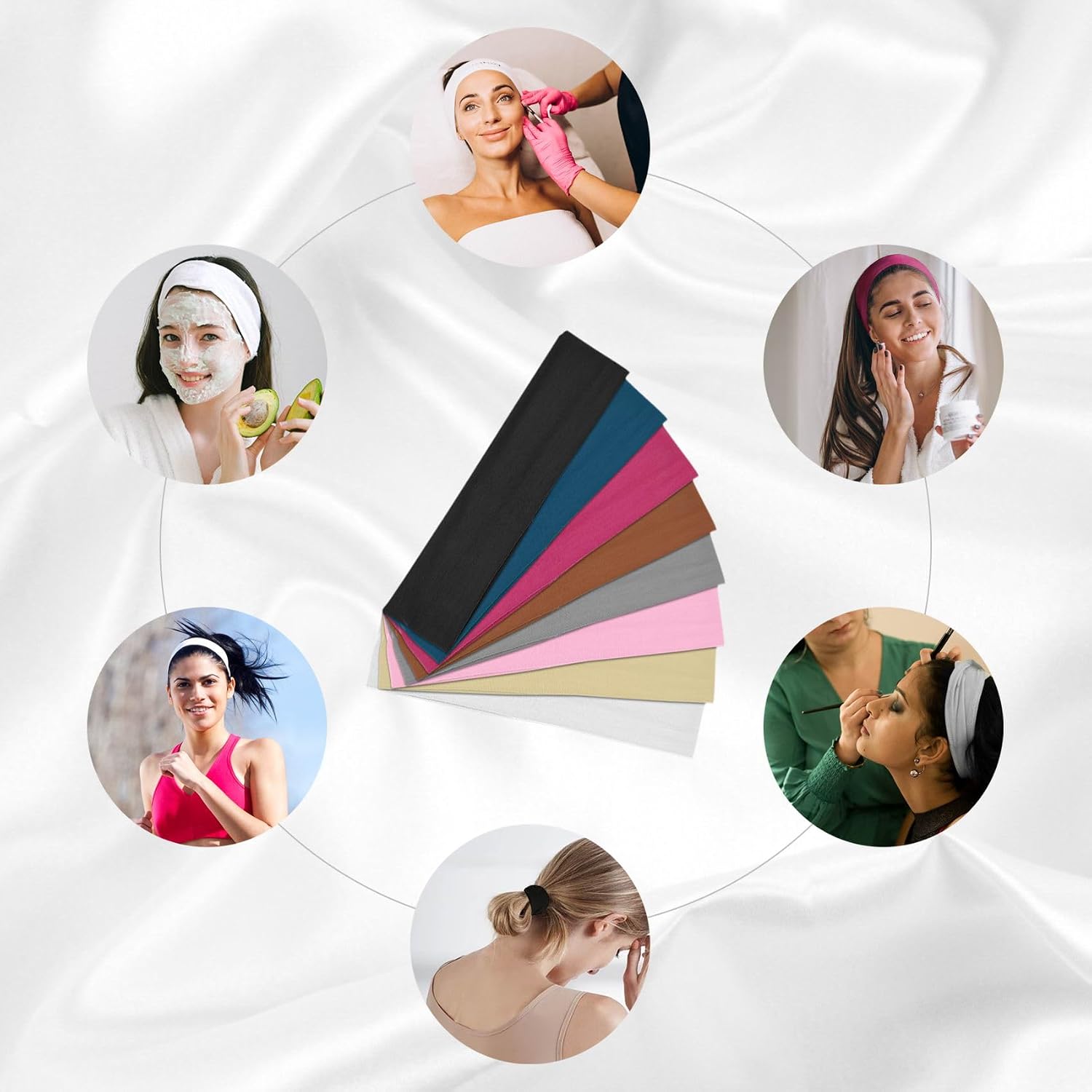 6 Pcs Sports Headbands for Women. Non Slip Elastic Hair Bands. Soft Fabric Hair Wraps for Workout. Yoga. Running. and Daily Sports (Brown.Flesh.Rose Red.Light Pink.Black.White)
