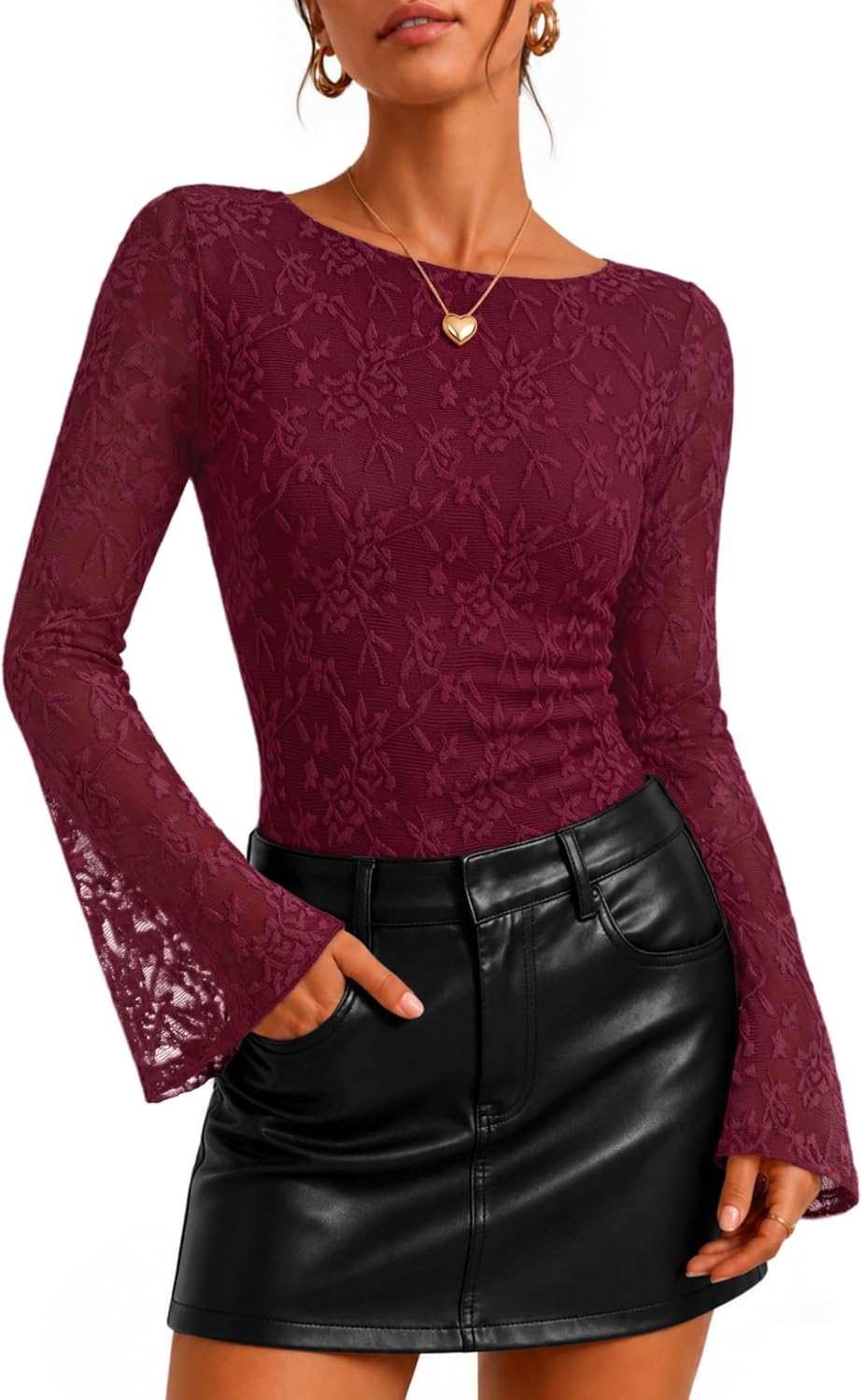 Bell Sleeve. Slim Fit. Ruched Waist Blouses. Business Casual. Date Night.