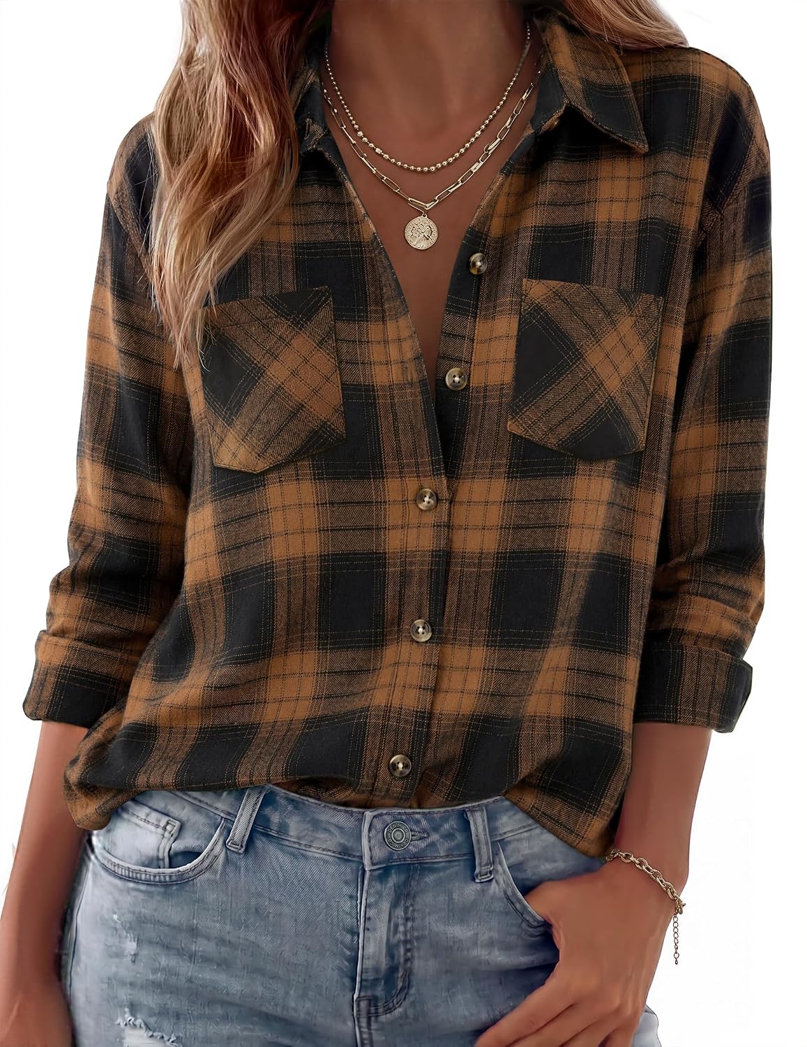 long sleeve shirts. business casual outfits. flannel jacket with pockets.