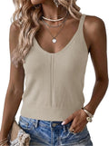 Women Sleeveless Summer Sweater Cropped Cami Tops | V Neck.Crop Tank Tops.